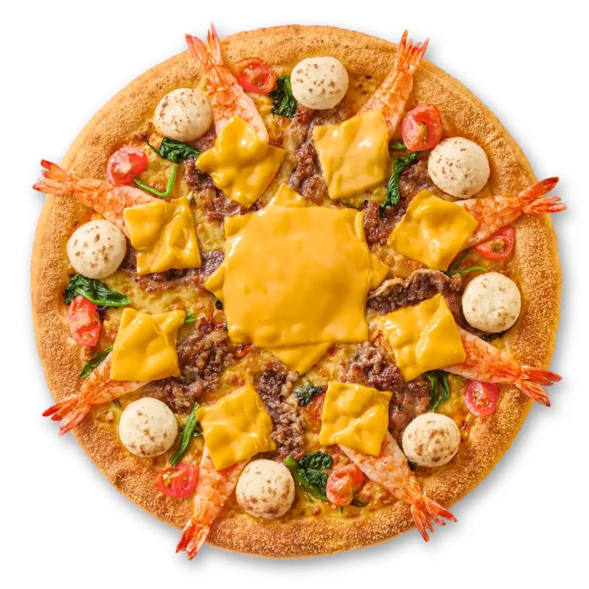 Premium Sushi Shrimp & Steak Pizza